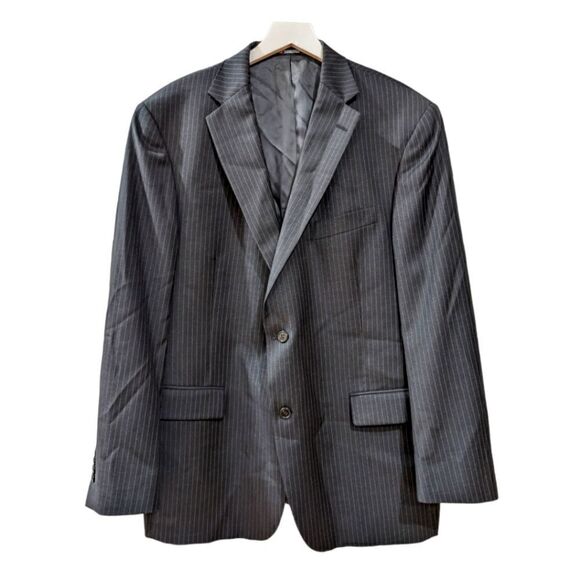 Hart Schaffner Marx USA Men's Black Pinstripe Two Button Blazer Size 46R - Picture 1 of 8